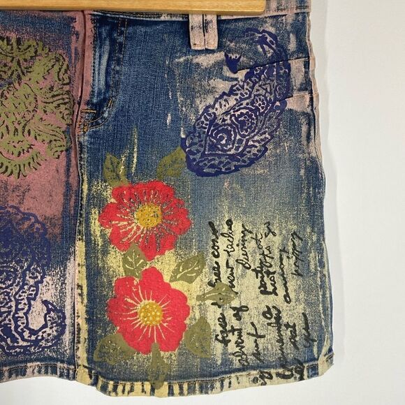 Allen B Hand Painted Denim Skirt - Picture 2 of 15